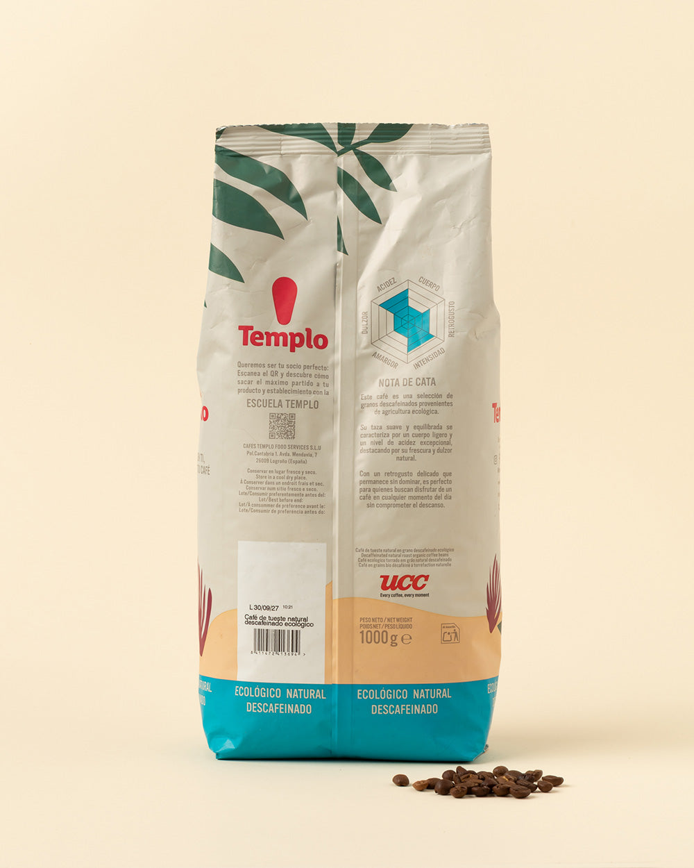 Café grano gran selección ecológico natural descafeinado 1kg